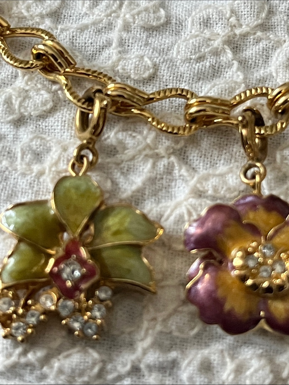 Nolan Miller charm bracelet with orchid charms - Picture 4 of 12